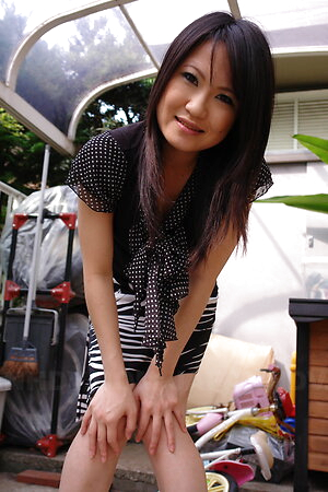 Yoshimi Inamori shows hot ass, big tits, hairy crack and licks cock.